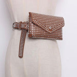 Tan Faux Leather Studded Belt Bag