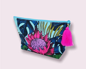 Floral Small Cosmetic Pouch with Tassel