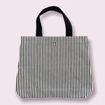 Large Beach Tote - Black and White Narrow Stripes