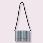 Convertible Clutch - Vertical Stripes  Black and White