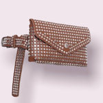 Tan Faux Leather Studded Belt Bag