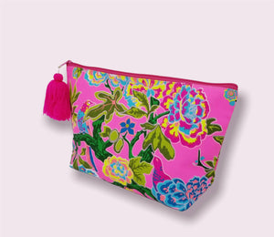 Floral Small Cosmetic Pouch with Tassel